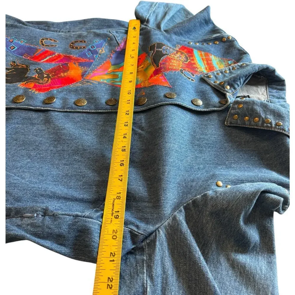 Montanaco Women’s Western Horse Themed Embellished Denim Jacket - L - Picture 8 of 9